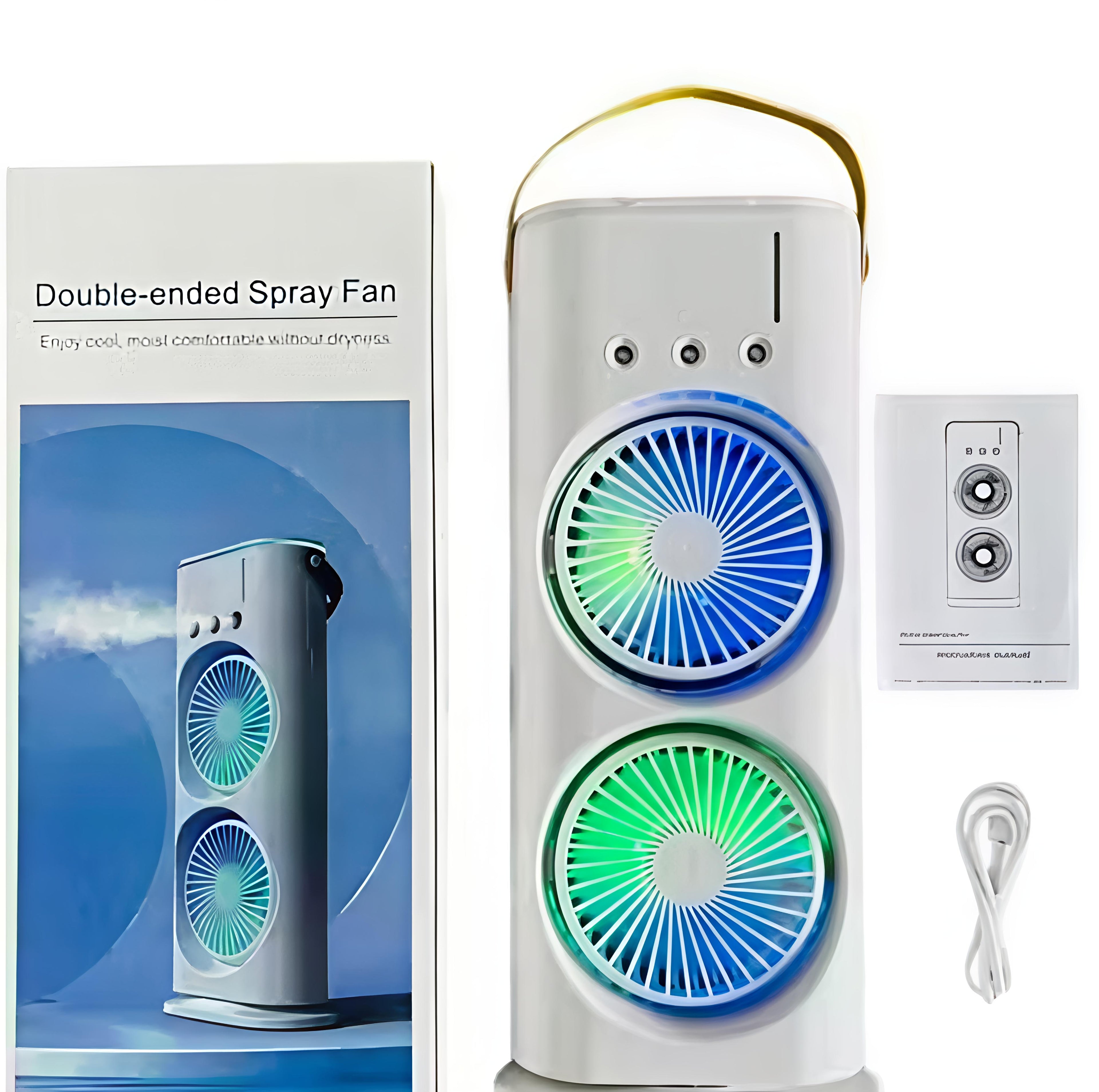 Portable Double-Ended Spray Fan with Mist Cooling, USB Rechargeable Mini Air fan with