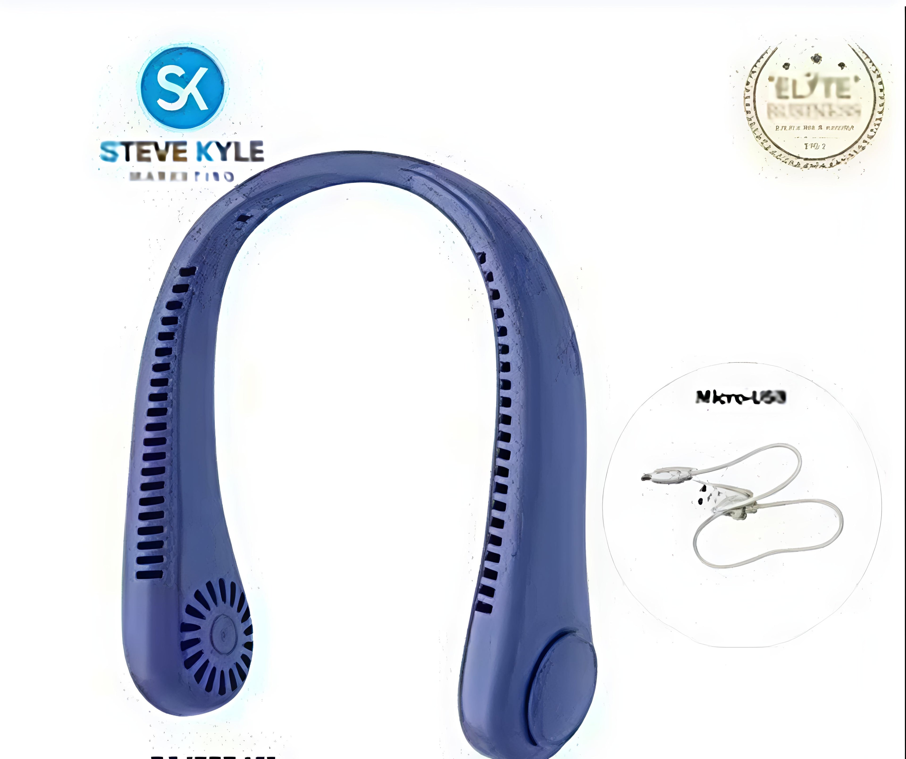 Dark Blue Portable Bladeless Neck Fan - 360° Hands-Free Cooling
