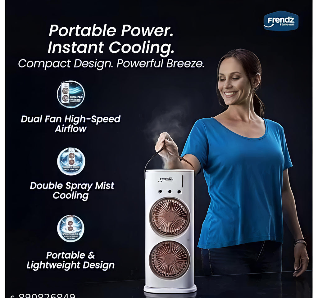 Portable Double-Ended Spray Fan with Mist Cooling, USB Rechargeable Mini Air fan with